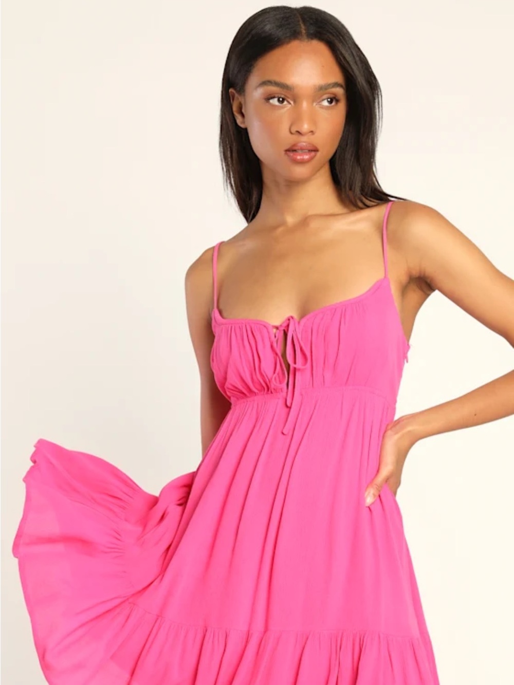 Lulu's Pink Flowy Dress